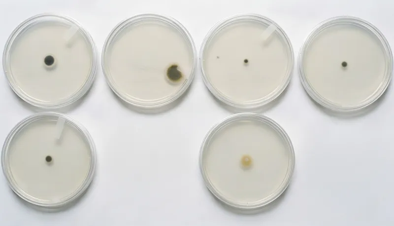 Clean, clear petri dishes with minimal growth, labeled With Pür Plasma